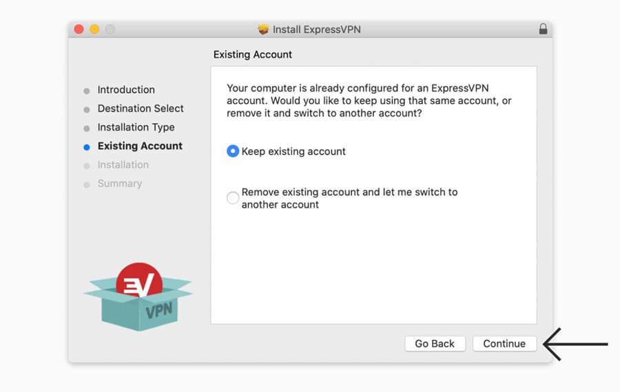 expressvpn keep exisiting account