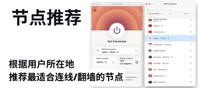expressvpn自动翻墙节点推荐